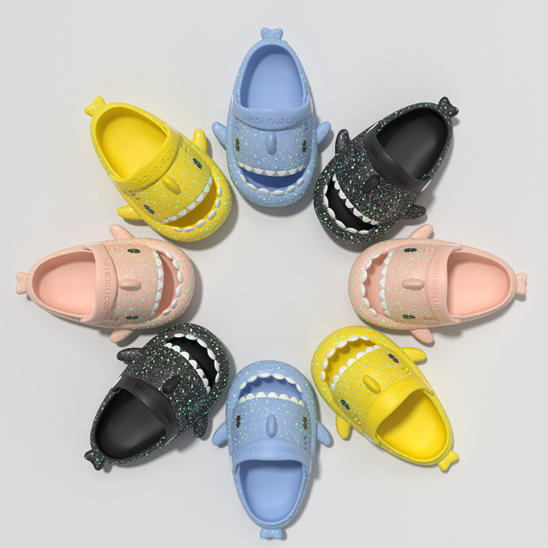 Kids Glow Shark EVA Slide Sandals with Breathable Anti-Slip Sole