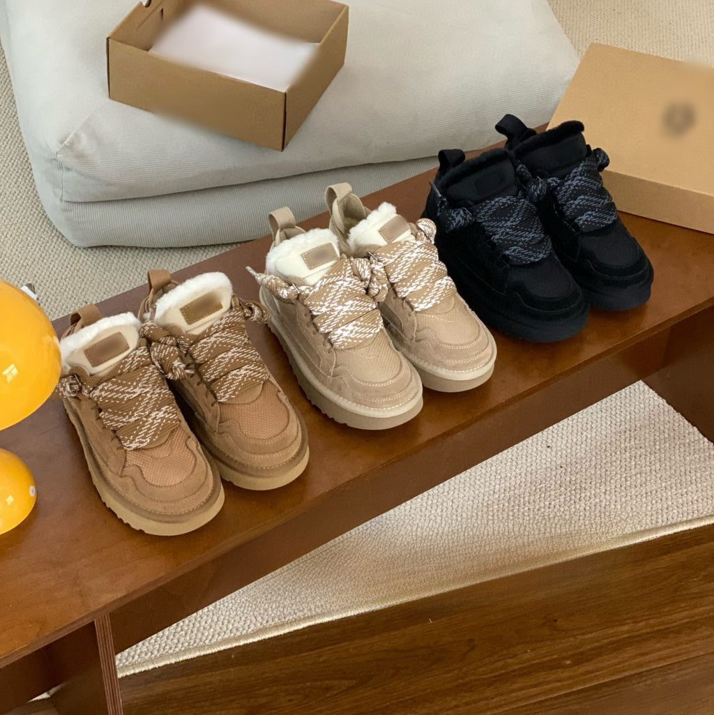 Wool-Lined Low-Top Winter Boots with Lightweight EVA Sole