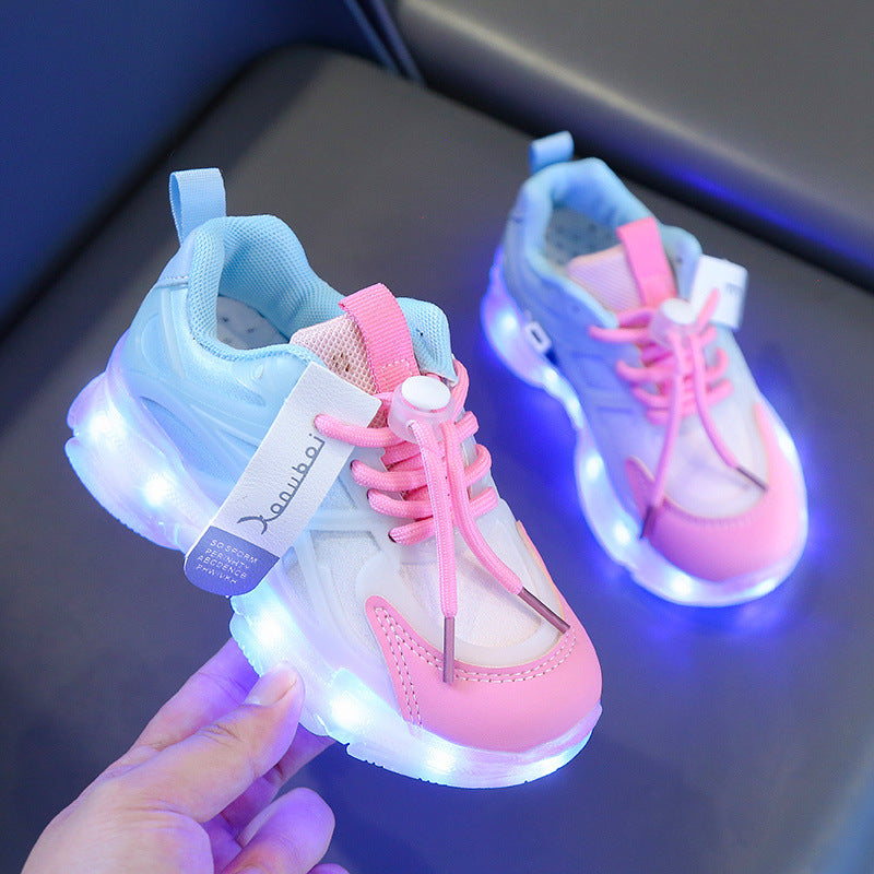 Kids Rechargeable LED Light-Up Sneakers with Durable Rubber Sole