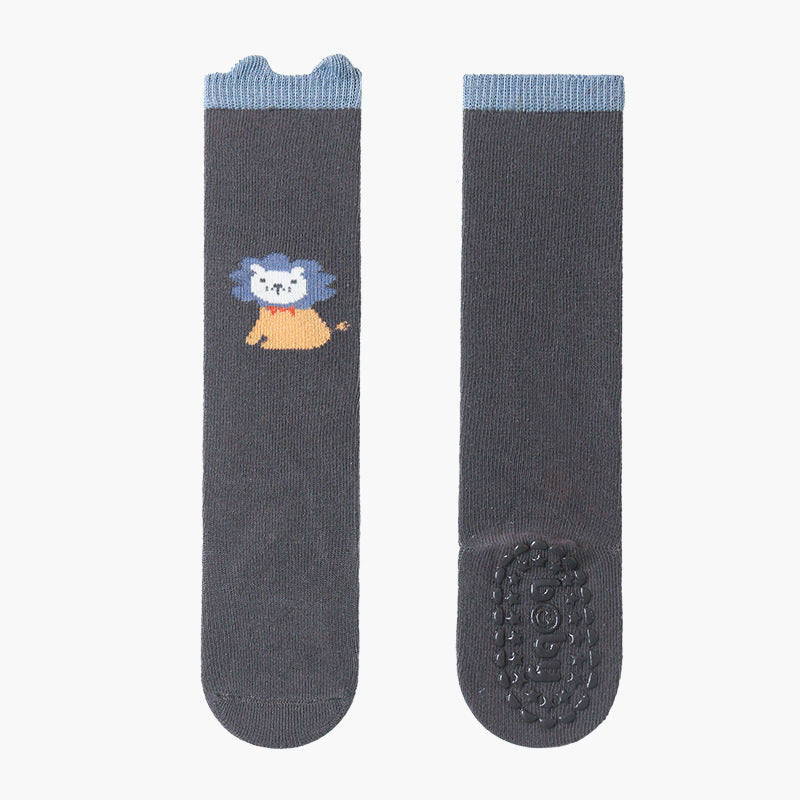 Knee-High Baby Anti-Slip Cotton Floor Socks with Seamless Toe