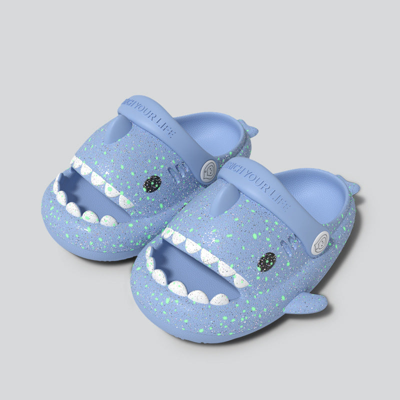 Kids Glow Shark EVA Slide Sandals with Breathable Anti-Slip Sole