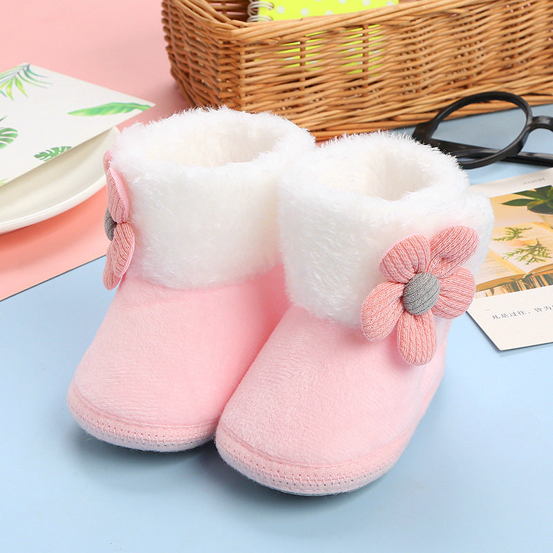 Fleece-Lined Baby Boots with Velcro and Anti-Slip EVA Sole