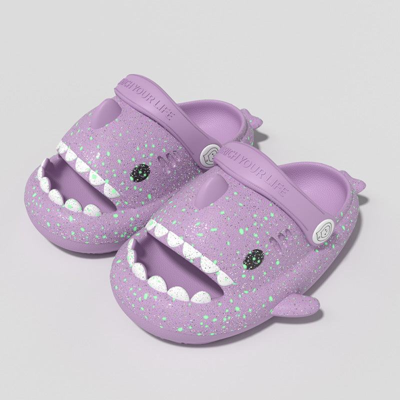 Kids Glow Shark EVA Slide Sandals with Breathable Anti-Slip Sole