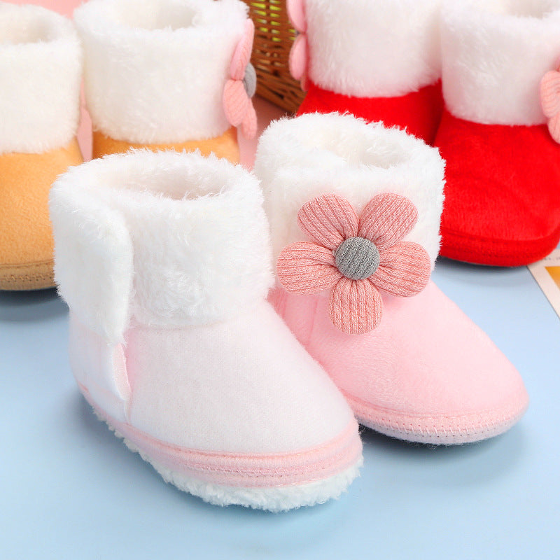 Fleece-Lined Baby Boots with Velcro and Anti-Slip EVA Sole