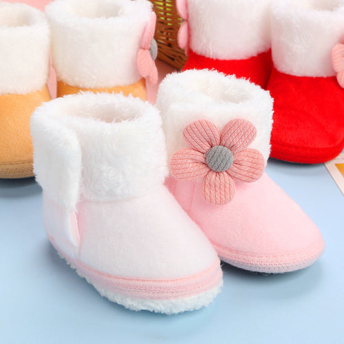 Fleece-Lined Baby Boots with Velcro and Anti-Slip EVA Sole