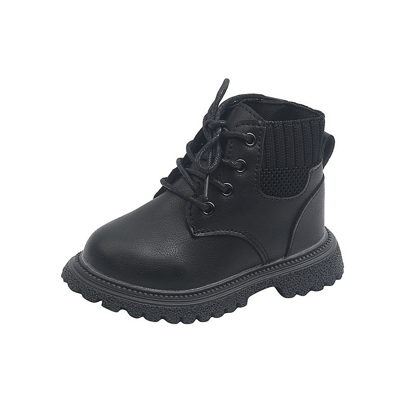 Waterproof Fleece-Lined Kids Lace-Up Boots with Lightweight Sole