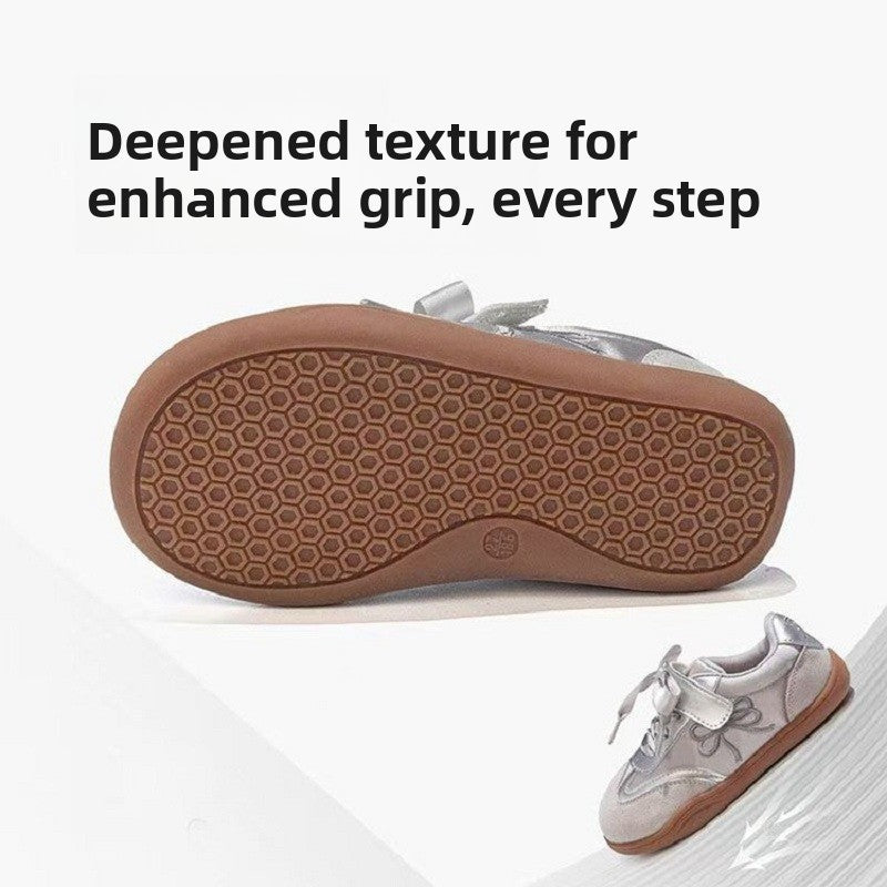 Kids Suede Lace-Up Sneakers with Hand-Drawn Details and Grip Sole