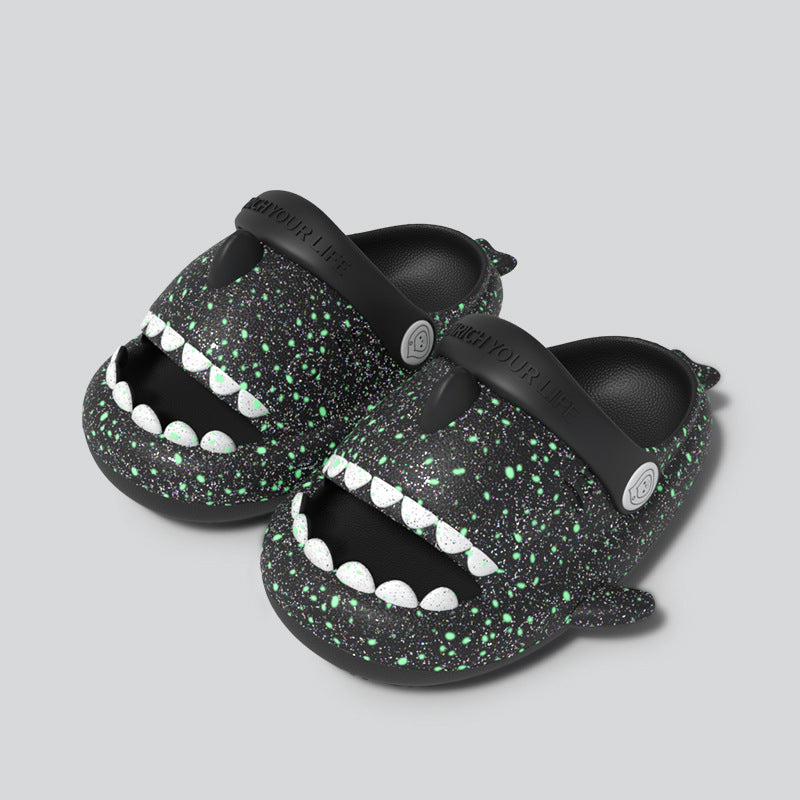 Kids Glow Shark EVA Slide Sandals with Breathable Anti-Slip Sole