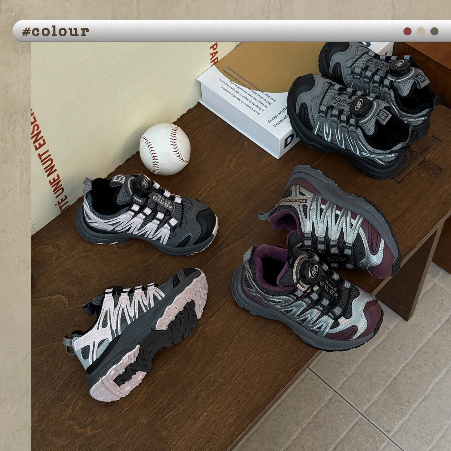 Kids Rotating Buckle Sneakers with Velvet Lining and Anti-Slip Sole