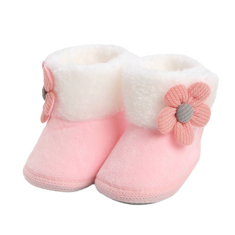 Fleece-Lined Baby Boots with Velcro and Anti-Slip EVA Sole