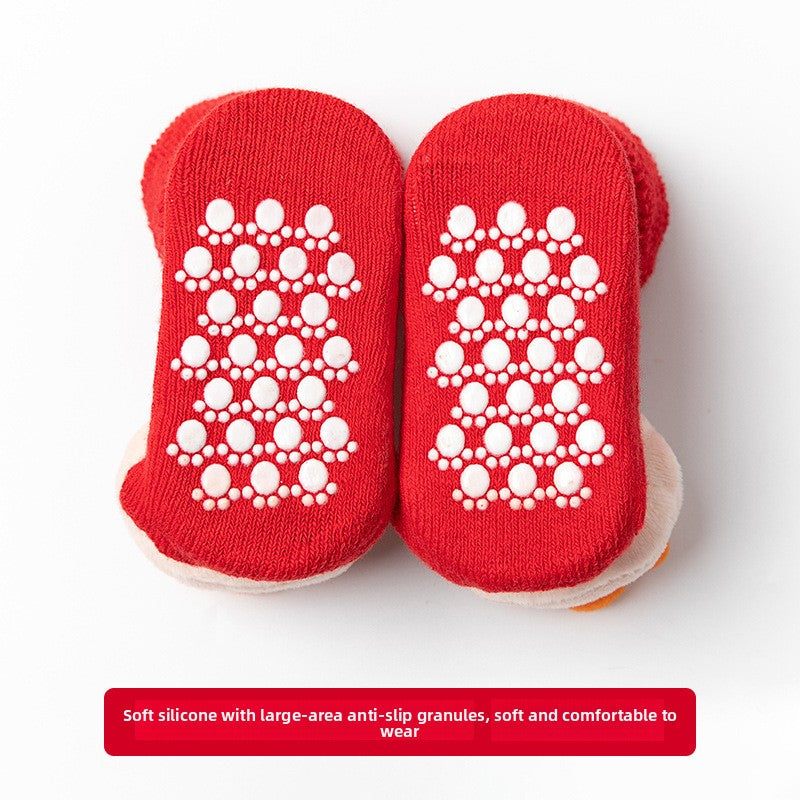 Thick Combed Cotton Baby Floor Socks with Anti-Slip Dot Grip