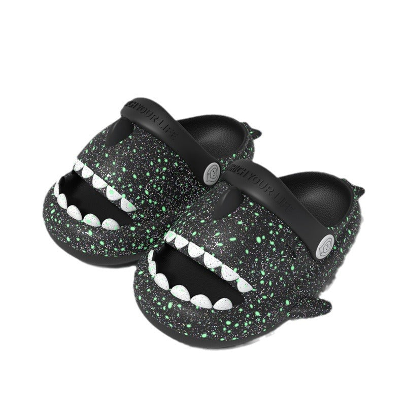 Kids Glow Shark EVA Slide Sandals with Breathable Anti-Slip Sole